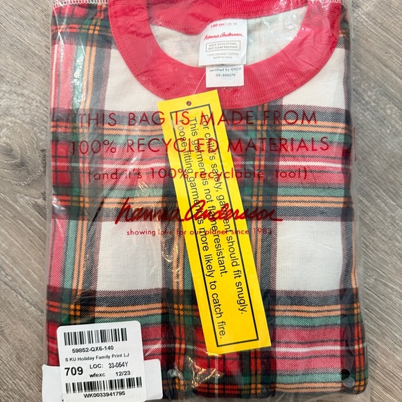 Hanna Andersson Red and White Plaid Kids Pajama Set - Picture 4 of 5